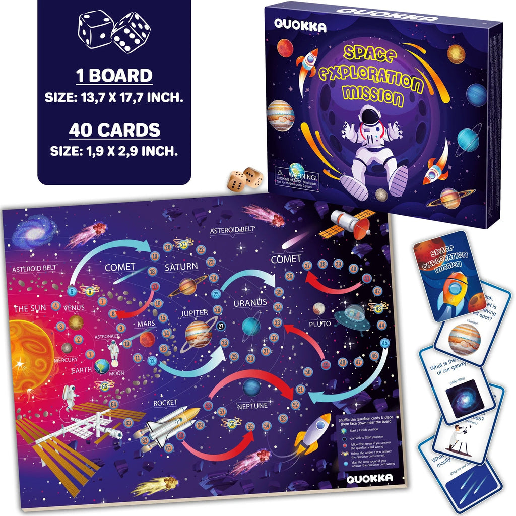 Learning Board Games for Kids 6-8 - Educational Trivia Cards Ages 8-12 - 3X Set World USA Map & Space