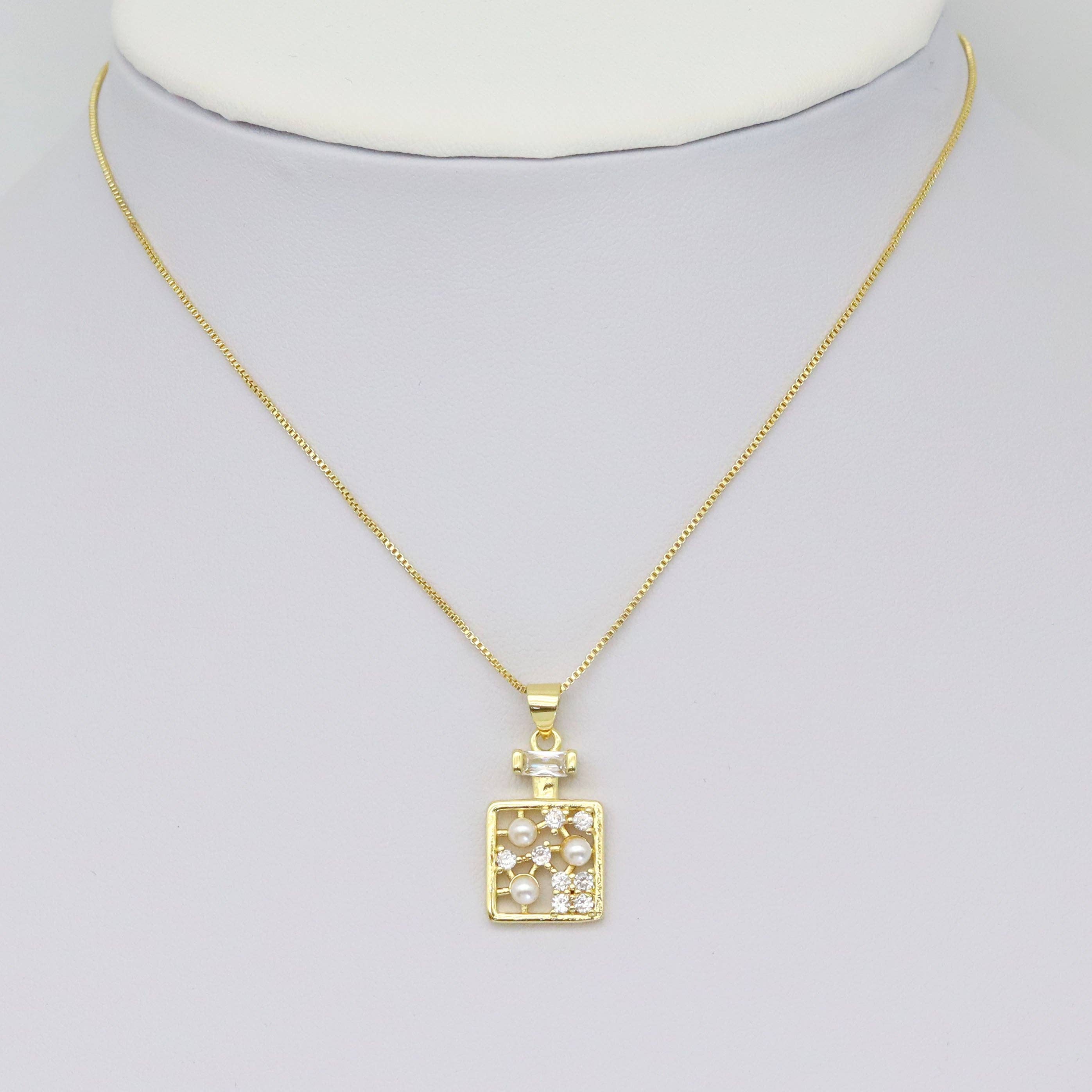 CZ  White Pearl On Square TAG Charm, Sku#LK924