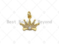 18K Gold Micro CZ Pave Crown Pendant, Gold Crown Charm,  Crown Beads, Jewelry Findings, 16x13mm,sku#LK38