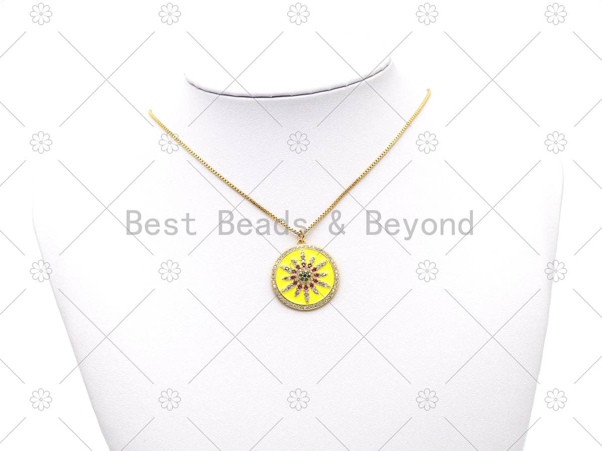 Enamel Sunflower Charm, Sku#Y592