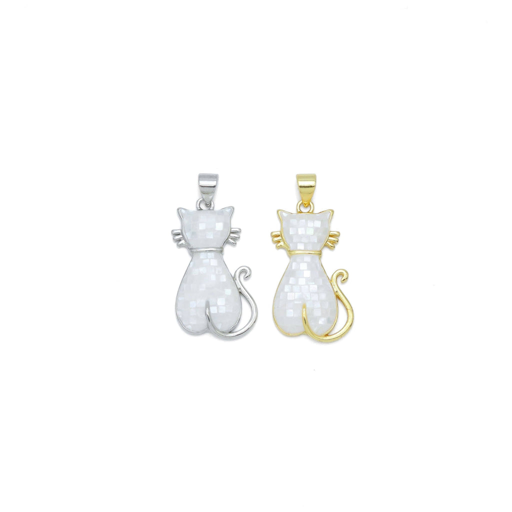 Mother of Pearl Cat Charm Pendant, Sku#WL18