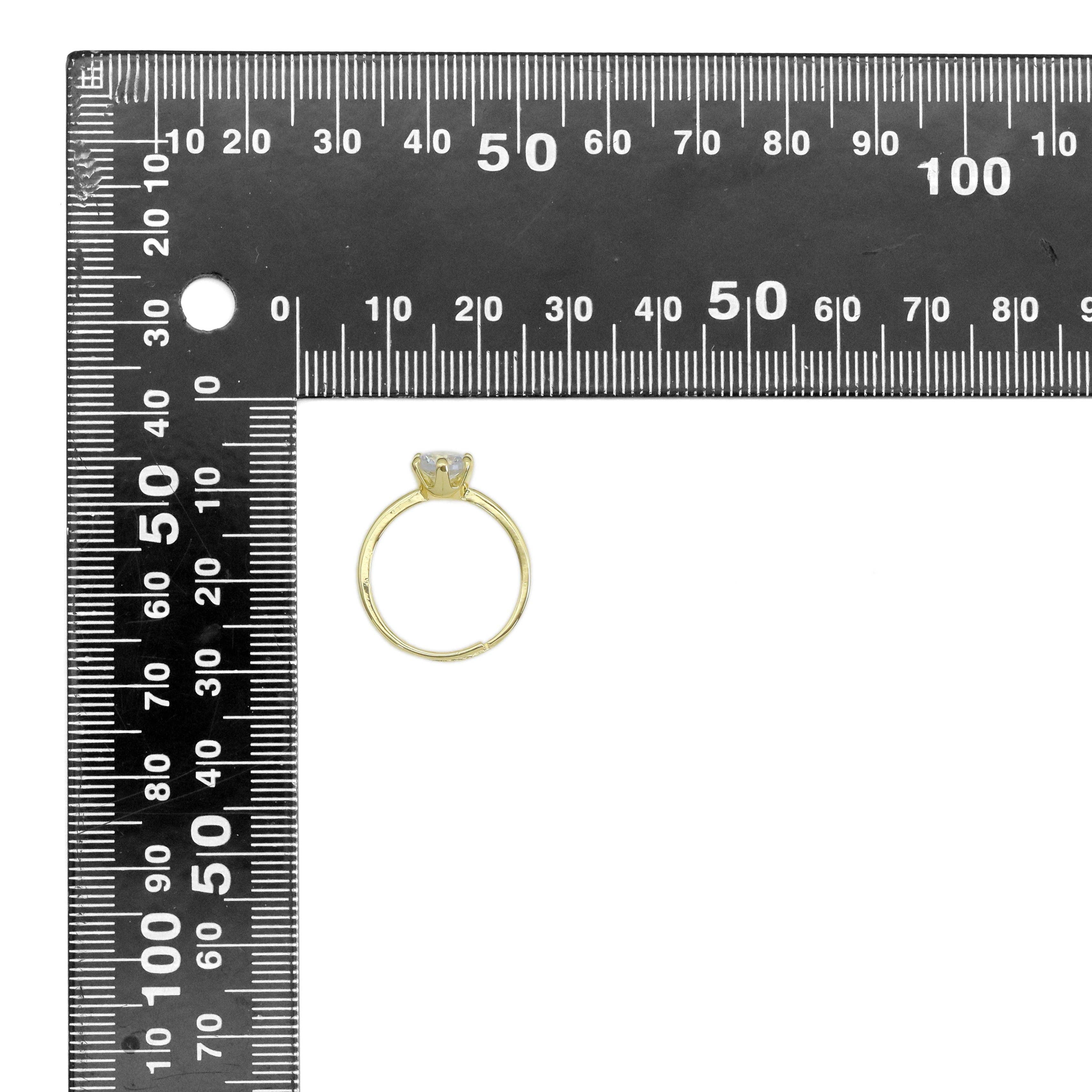 Clear Round Diamond CZ Gold Adjustable Ring, Sku#A179