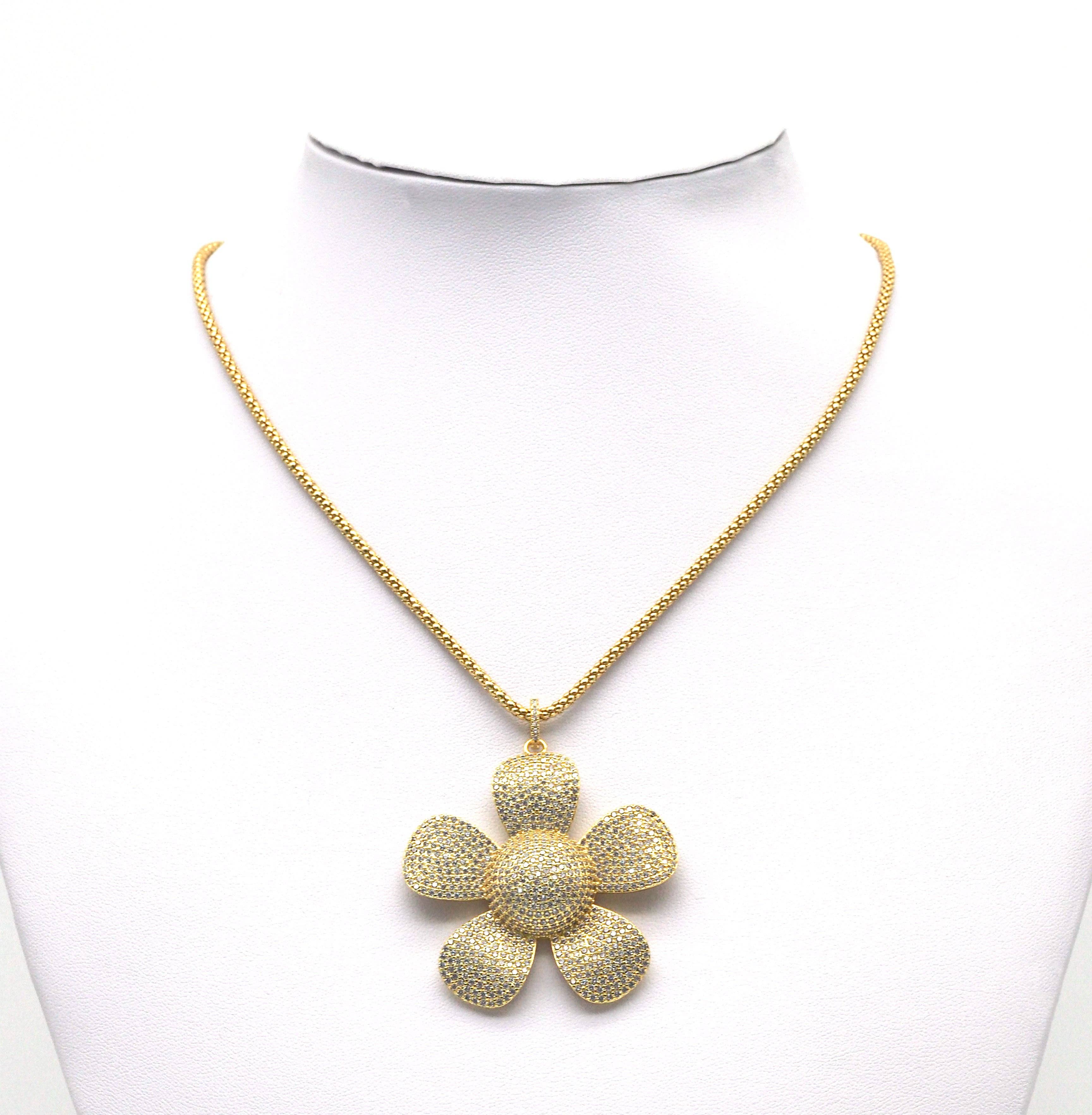 Large Gold Silver Flower Charm, Sku#ML53