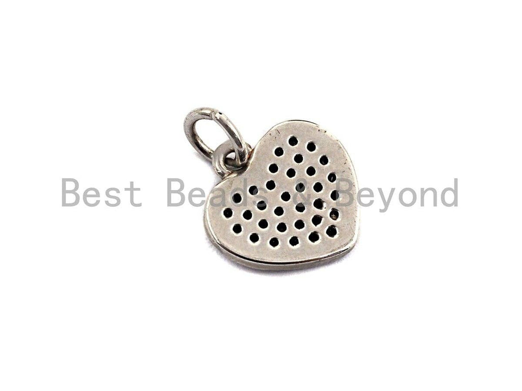 Black CZ Micro Pave Heart Pendant/Charm, Bracelet Necklace Cubic Zirconia  Heart Pendant Charm, 13mm,sku#Z585