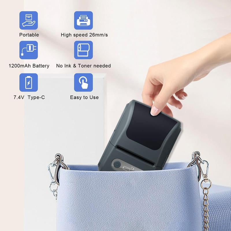 AIFRAME Label Maker with Tape Label Printer for Business Sticker Printer Compatible with 12-57Mm Width Labels Wireless Connectivity High-Speed Printing 1200Mah Battery for Office Home