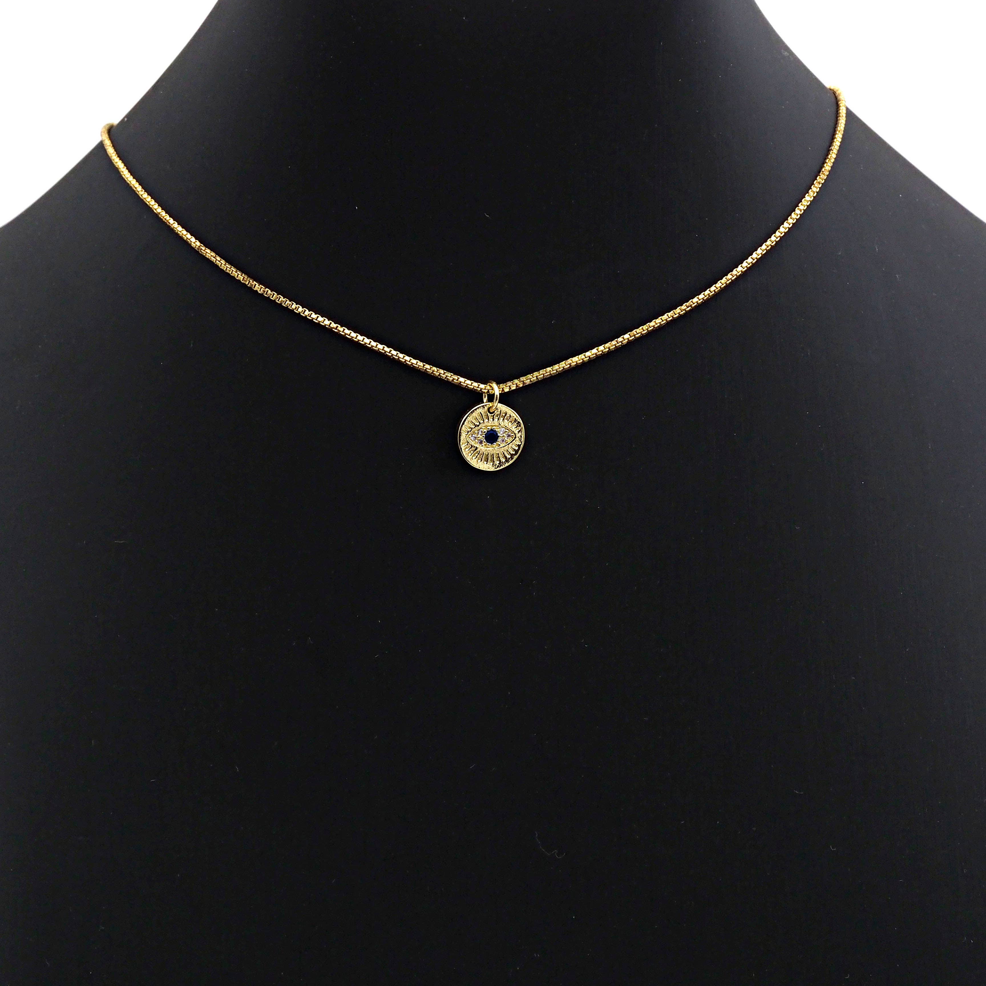 CZ Micro Pave Round Evil Eye on Disc Pendant/Charm, Z463