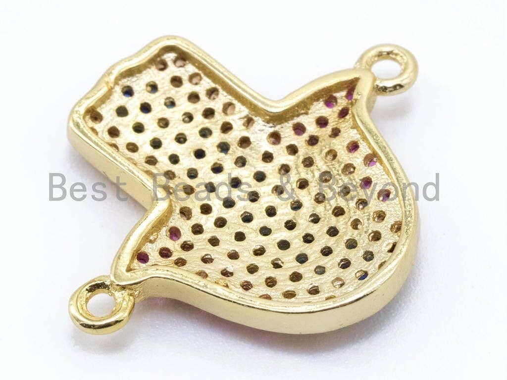 CZ Micro Pave Fuchsia Turquoise Cobalt Hand Connector, Cubic Zirconia Connector, Multi Color Hand Connector, 19x22mm, Sku#E104
