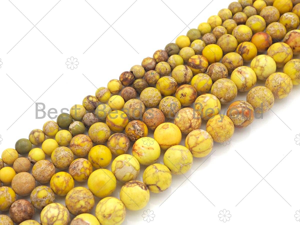 High Quality Yellow Sea Sediment Imperial Jasper Beads, 6mm/8mm/10mm/12mm Round Smooth Imperial Japser, 15.5'' Full Strand, SKU#UA172