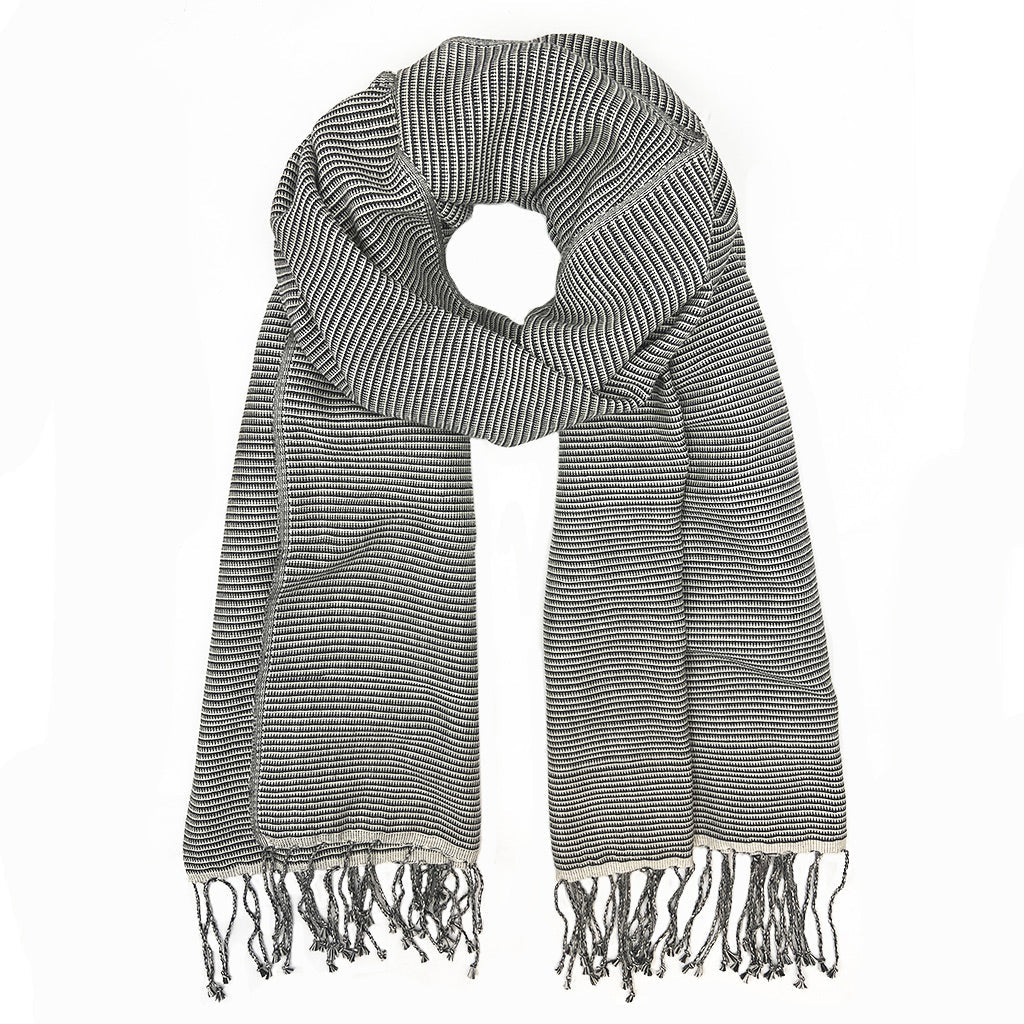 Cambodian Handloom Scarf 100% Organic Cotton Large Travel Wrap Neutral Tones