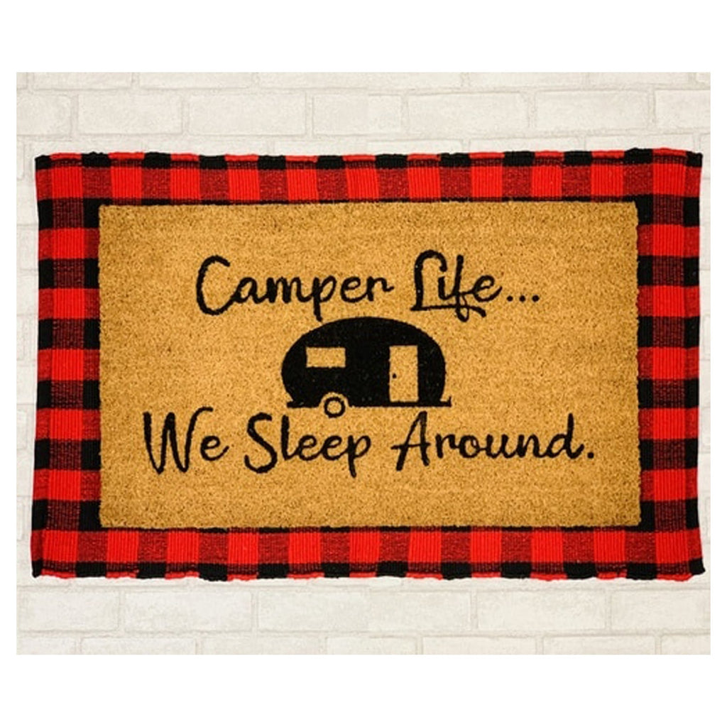 Camper Life Funny Doormat We Sleep Around Outdoor Welcome Mat For RV Tent Cabin Porch