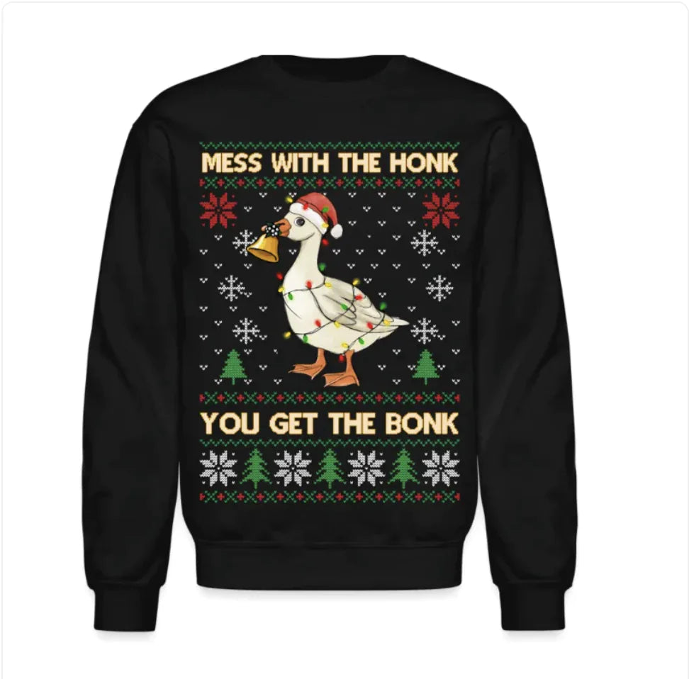 Cartoon Christmas Printed Sweater - Festive Round Neck Pullover - # BOAA13510034