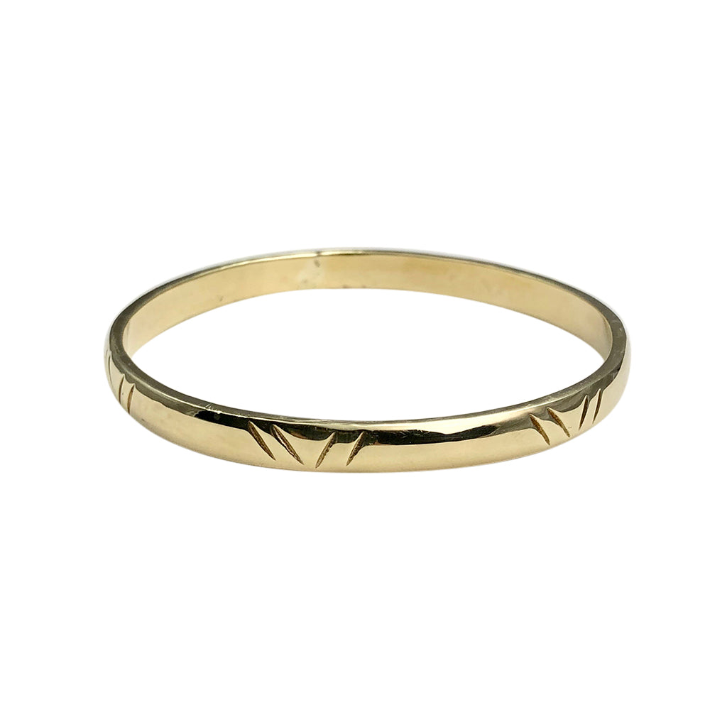 Carved Recycled Brass Bombshell Bangle 2.5" Inner Handcast in Cambodia