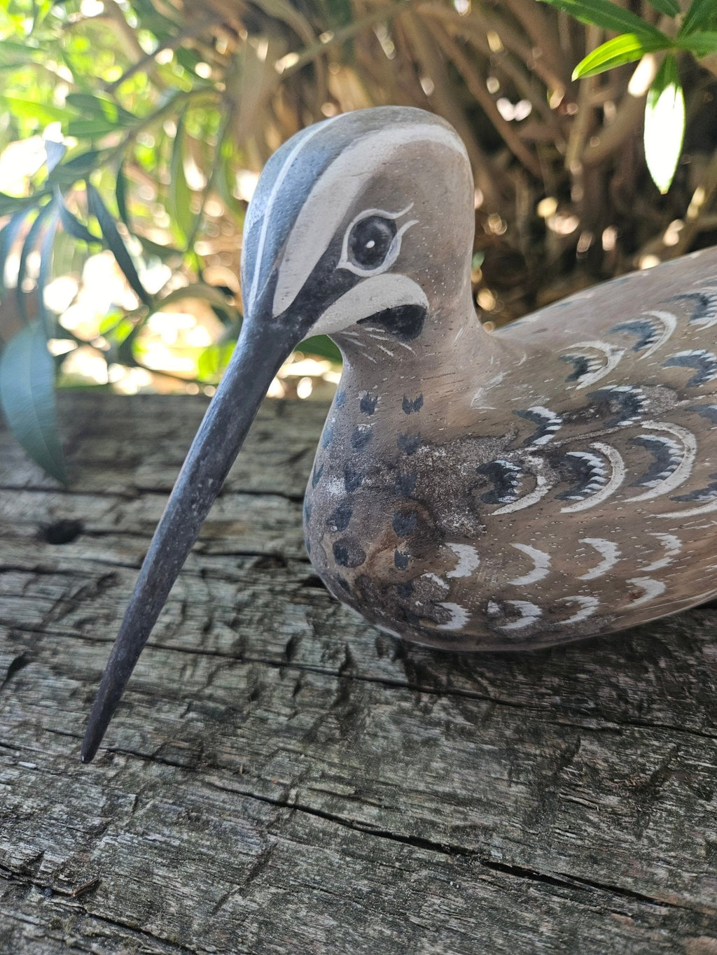 Carved Wooden Snipe Sitting Home Decor – 10.5" x 3.5"