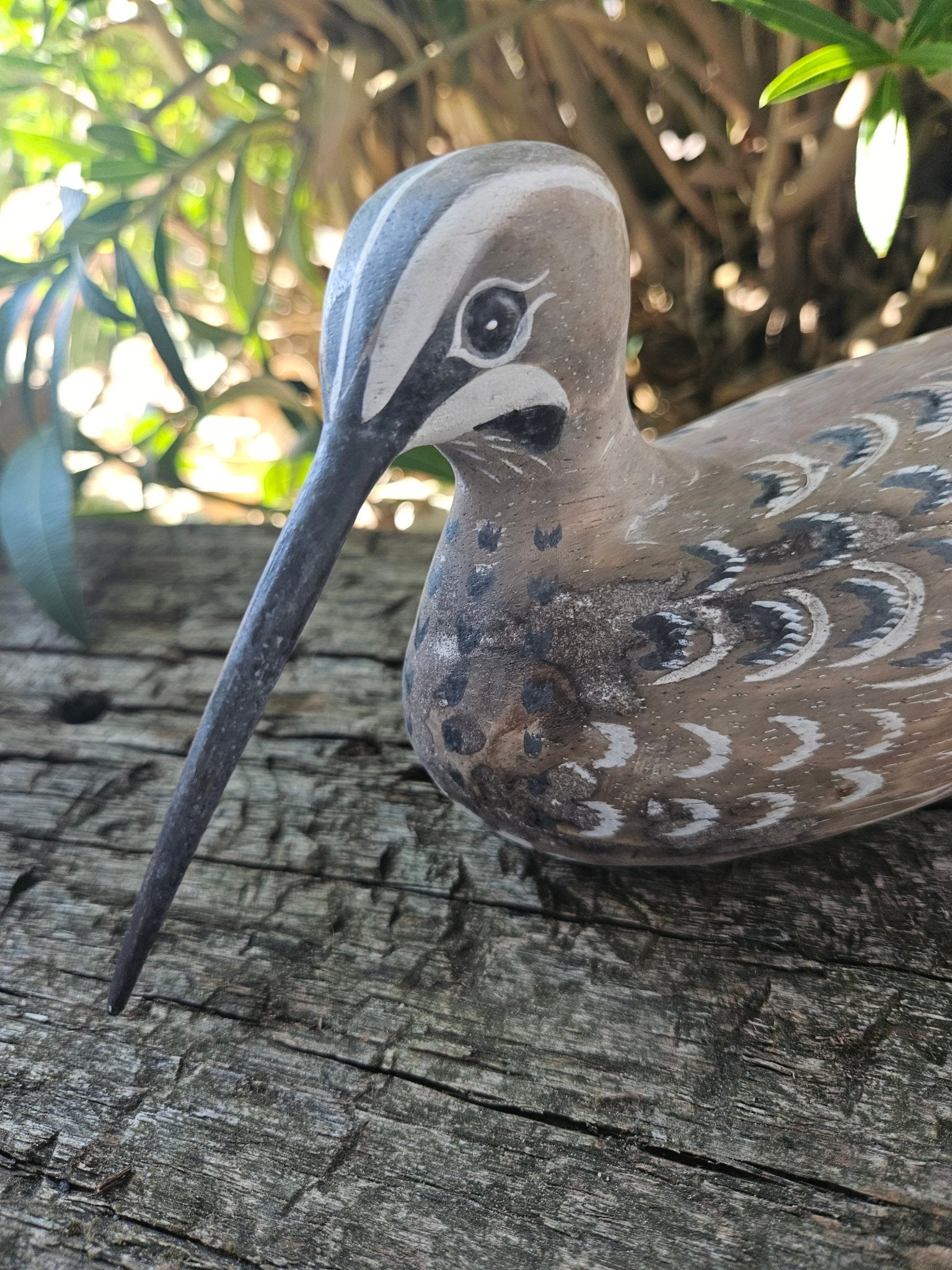 Carved Wooden Snipe Sitting Home Decor – 10.5" x 3.5"