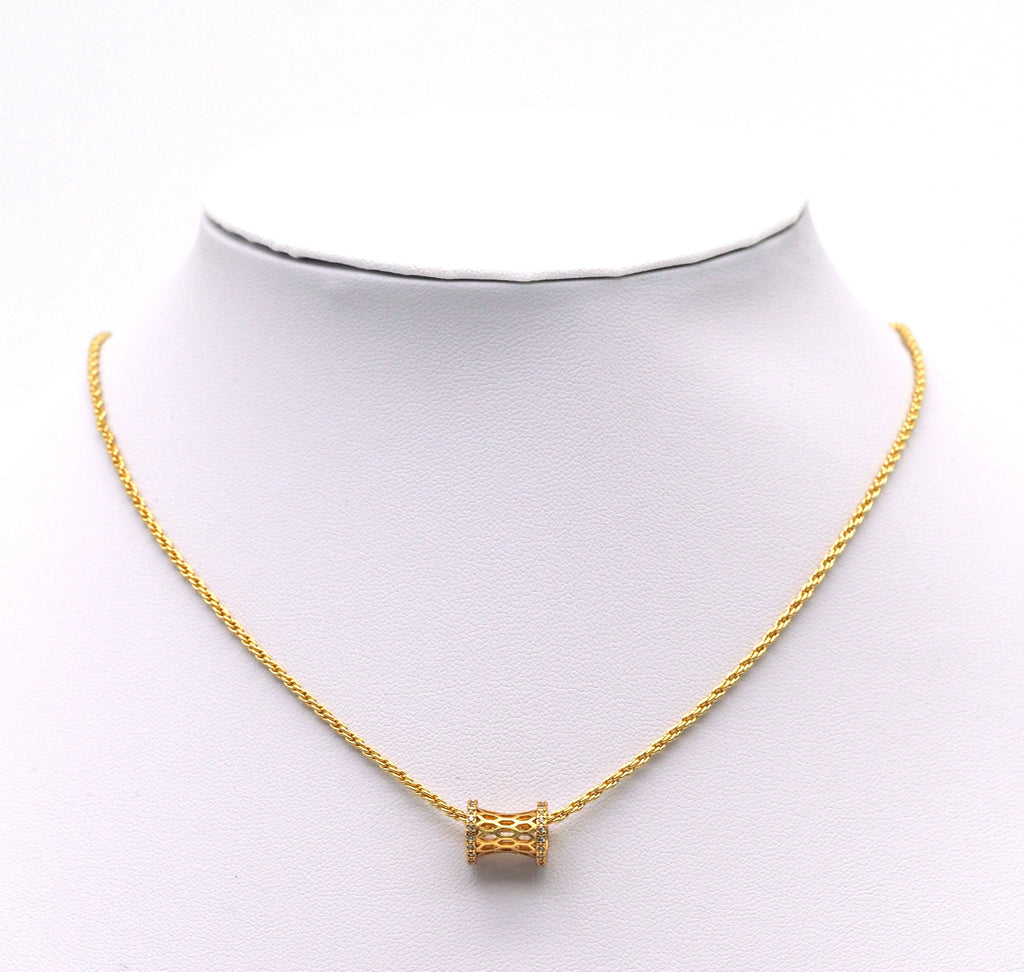Gold Hollow Out Cylinder Beads, Sku#Y715
