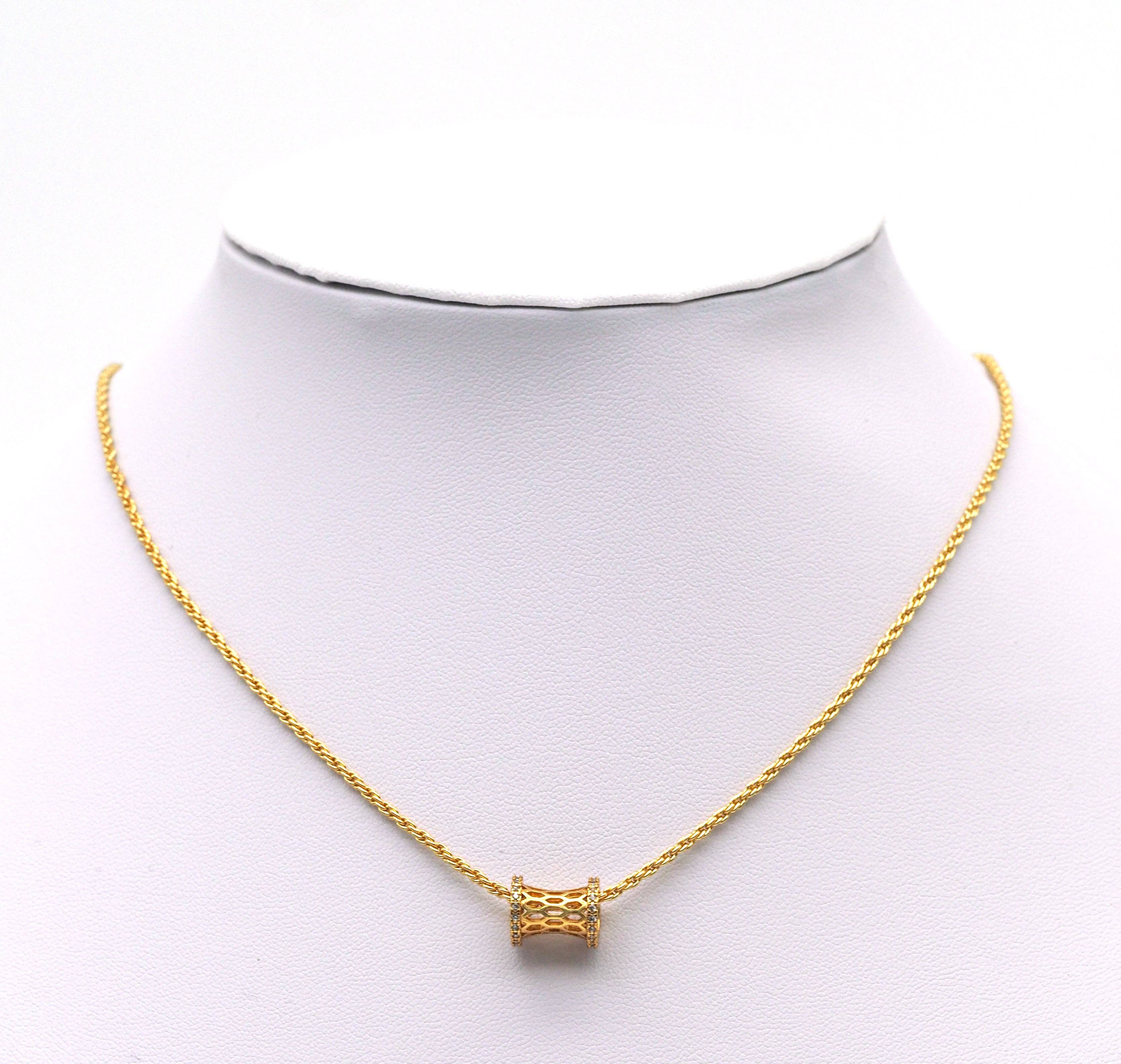 Gold Hollow Out Cylinder Beads, Sku#Y715
