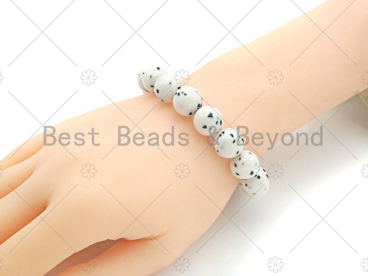 Natural Dalmation Jade Stretchy Bracelet, Sku#EF27