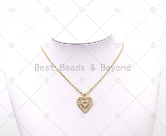 CZ Heart Frame Charm, Sku#LK524
