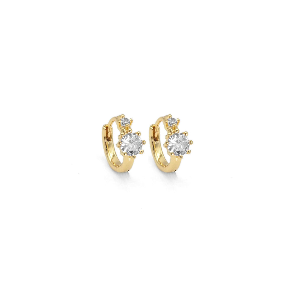 Gold CZ Small Hoop Huggie Earrings, Sku#Y846