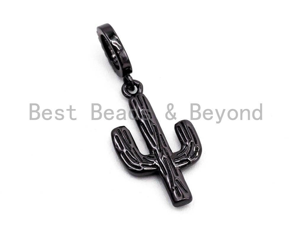 CZ Micro Pave CACTUS Pendant/Charm with Abalone Shell, Pave Findings/Cubic Zirconia Pendant, 12x22mm, 1pc, SKU#F465