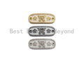 White Enamel Butterfly Flower Oval Bar Connector ,CZ Micro Pave Oil Drop Connector, Enamel Jewelry,11x29mm,sku#Z612