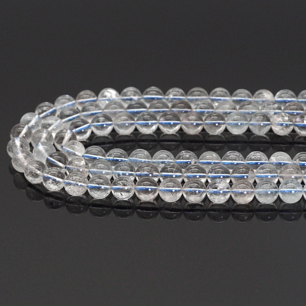 Genuine White Topaz Round Smooth Beads, Sku#U1640