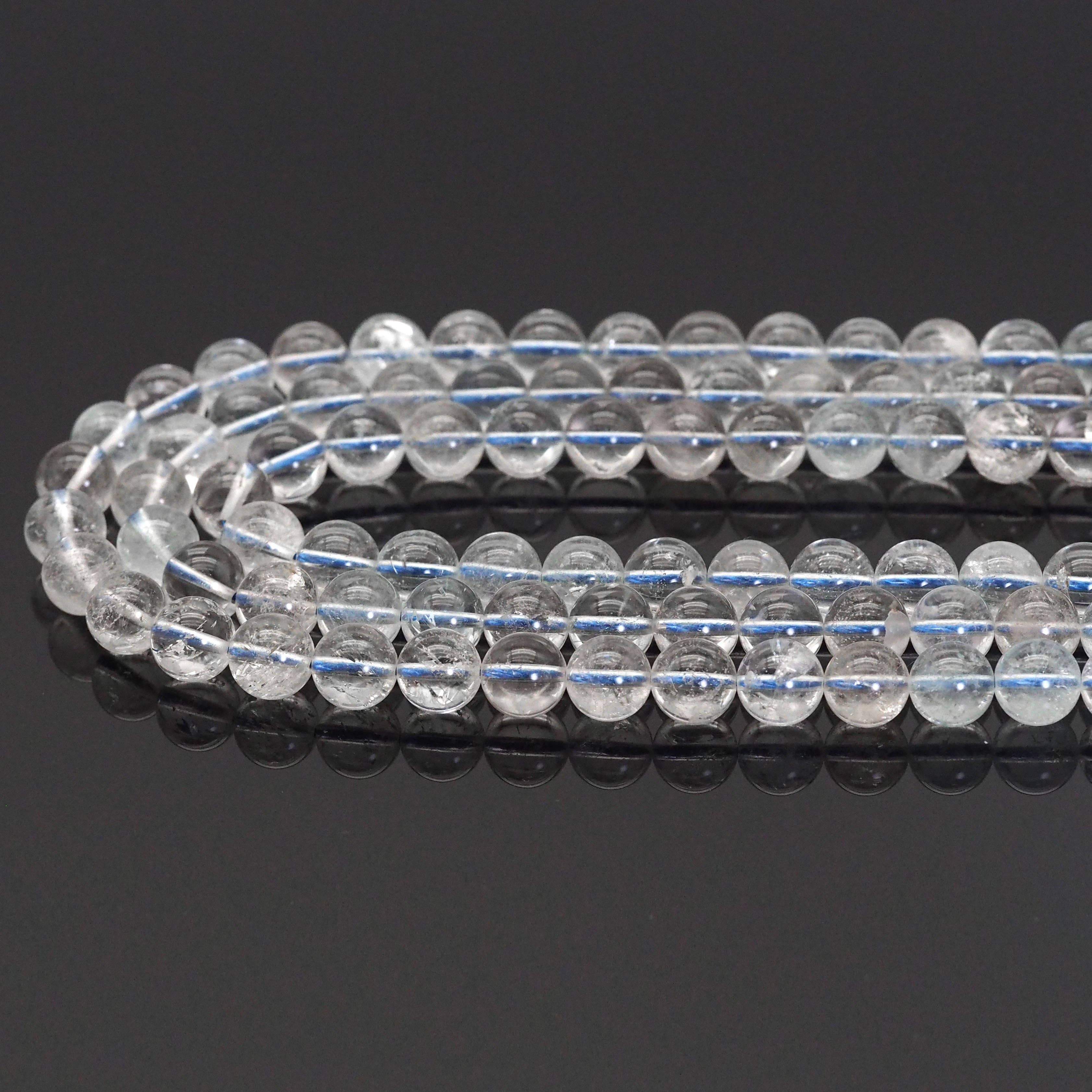 Genuine White Topaz Round Smooth Beads, Sku#U1640