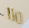 Pave Enamel Black White Rectangle Huggie Earring, Minimal earrings,sku#Y746