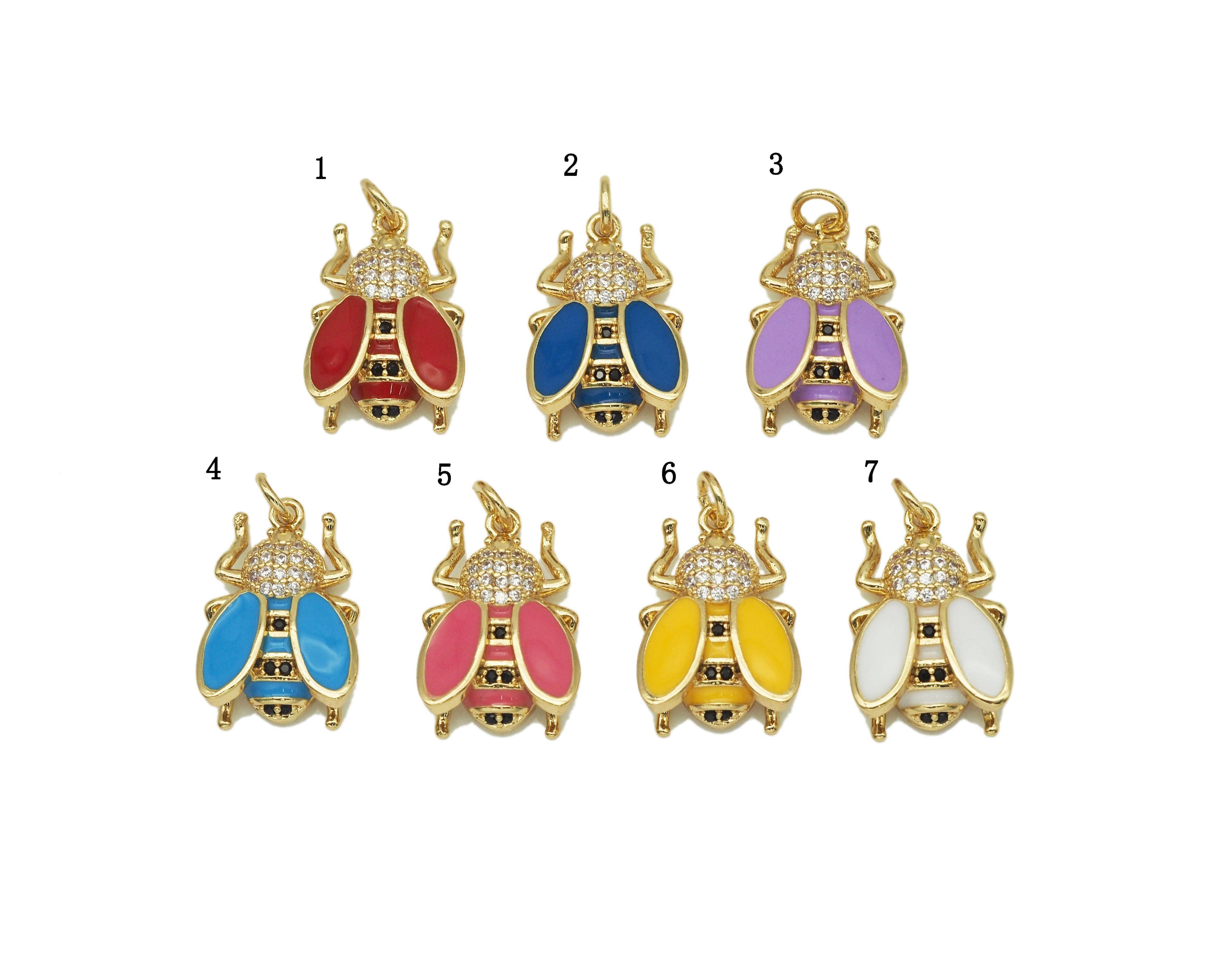 CZ Pave Enamel Bee Charm, insert charm, Sku#L645C