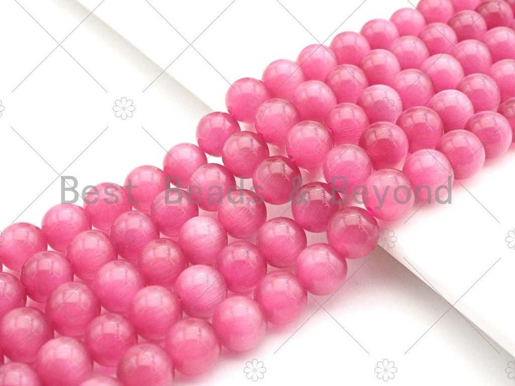 Cat's Eye Dark Pink Round Beads, 6mm/8mm/10mm/12mm Smooth beads, UA164