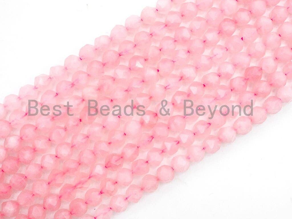 High Quality Natural Rose Quartz Diamond Cut Faceted Beads, 6mm/8mm/10mm/12mm beads, Gemstone Beads, 15.5inch strand, SKU#U93