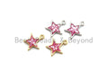 100% Natural Pink Color Five Star Shell Pendant, Pink Star Charm, Pink Shell Beads, Necklace/Bracelets Charms, 11x13mm,SKU#Z339