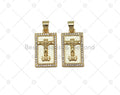CZ Jesus Cross Charm, Sku#LK570