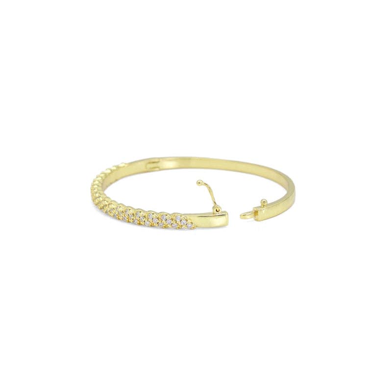 Gold CZ Twisted Link wheat flower Thin Bracelet, Sku#LX434