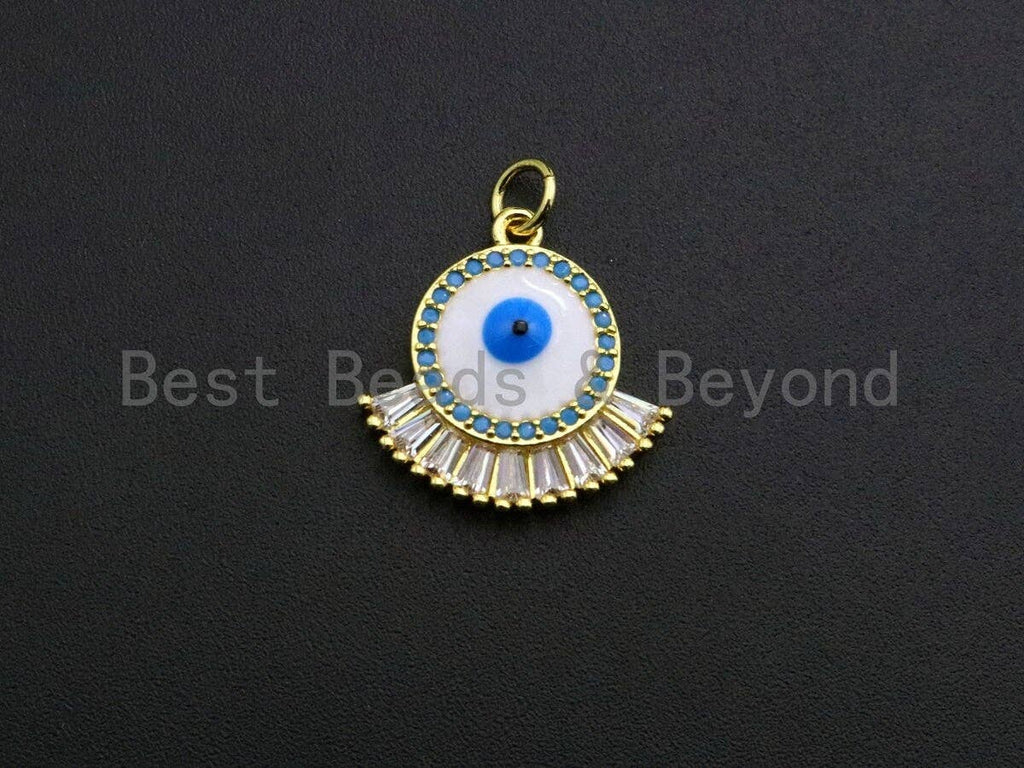 Enamel Colorful Big Evil Eye With eyelash Pendant,CZ Micro Pave Oil Drop pendant,Enamel pendant,Enamel Jewelry,19mm,sku#Z655