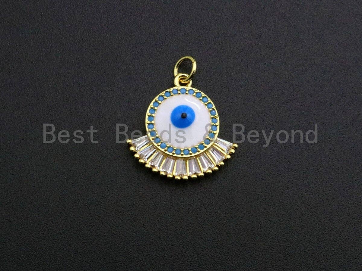 Enamel Colorful Big Evil Eye With eyelash Pendant,CZ Micro Pave Oil Drop pendant,Enamel pendant,Enamel Jewelry,19mm,sku#Z655