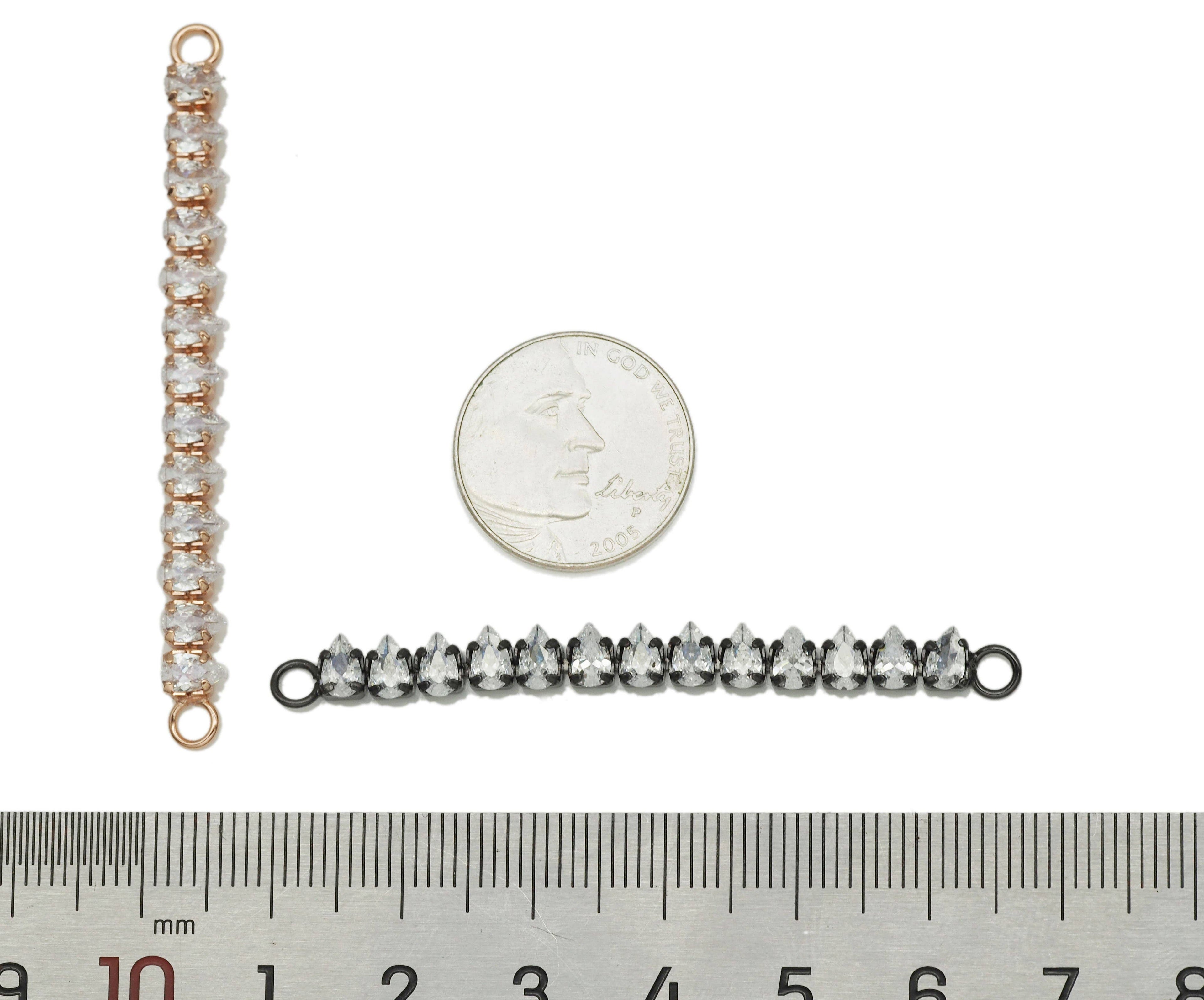 Teardrop CZ Long Bar Charm, Sku#Y640