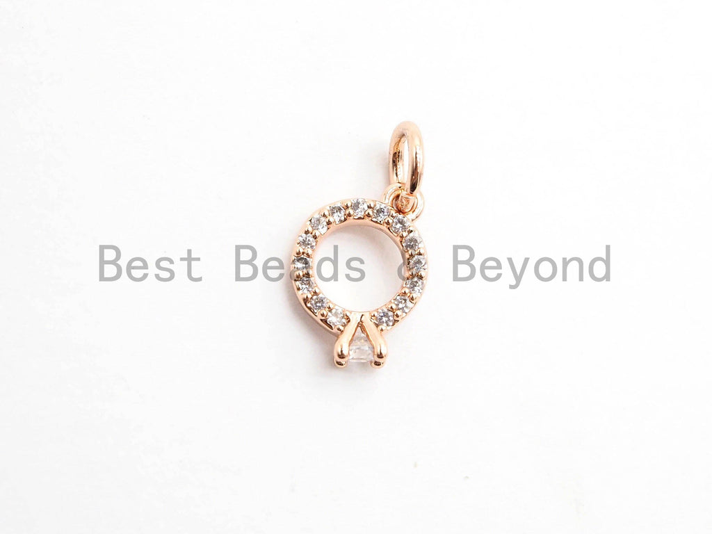 2pcs CZ Micro Pave Diamond Ring Pendant/Charm,Cubic Zirconia Paved Charm, Necklace Bracelet Charm Pendant, 7x10mm,sku#Y154
