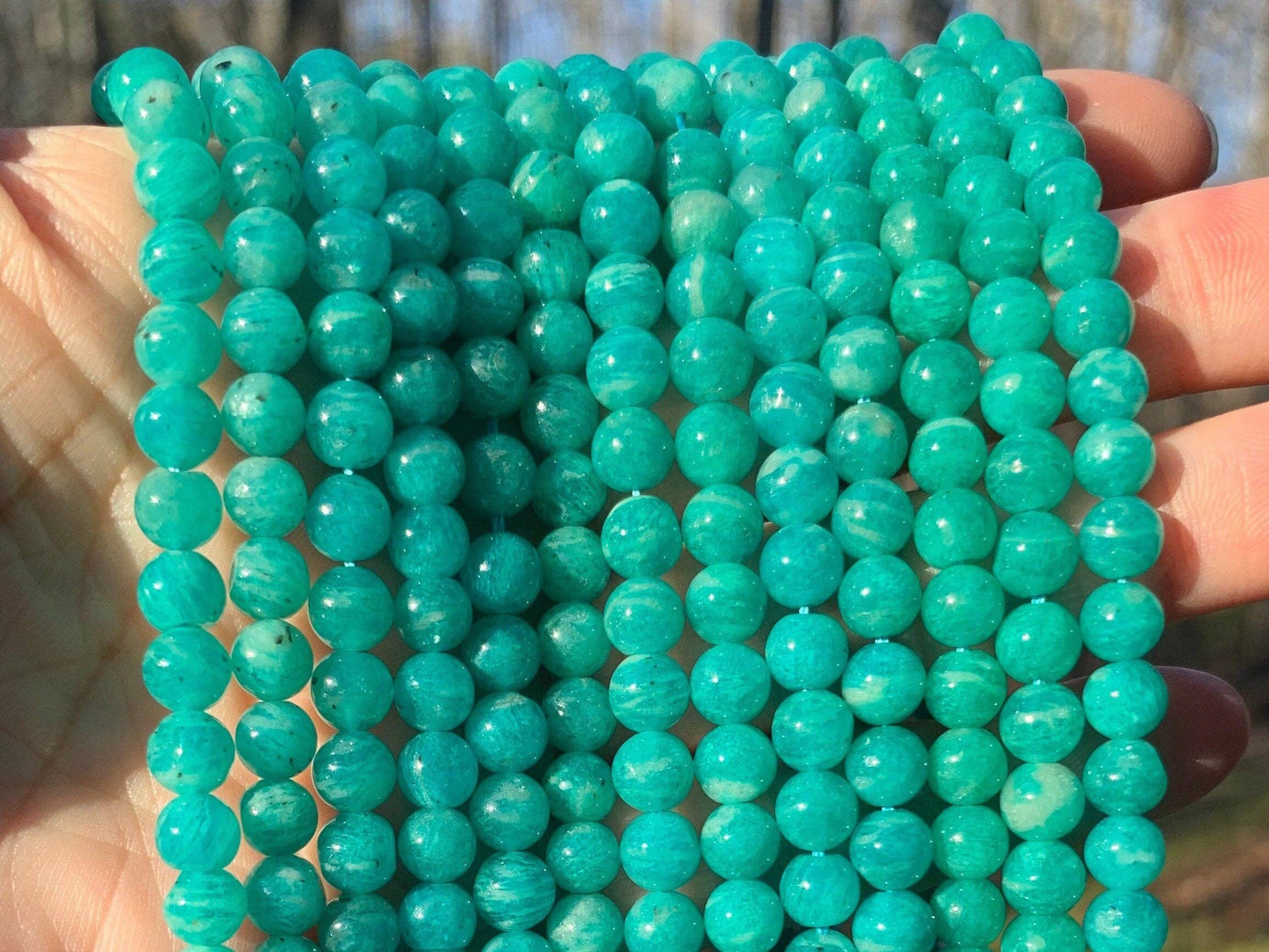 High Quality Genuine Green Blue Russian Amazonite Round Smooth Beads, 5mm/6mm/7mm/9mm Natural Amazonite Beads, 15.5'' Full Strand, SKU#U1202