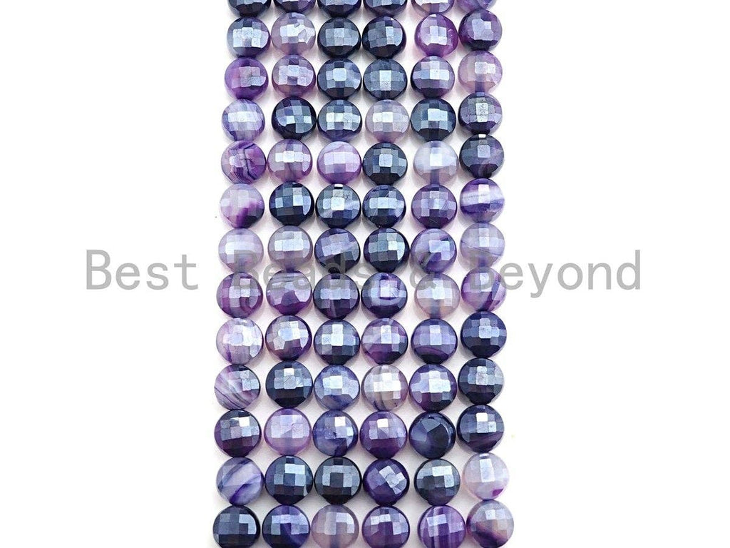 Mystic Plated Turtle Shell Cut Natural Purple Agate Button Coin Shape beads,8mm/10mm, Natural Gemstone Beads, 15.5" Full strand, Sku#UA29