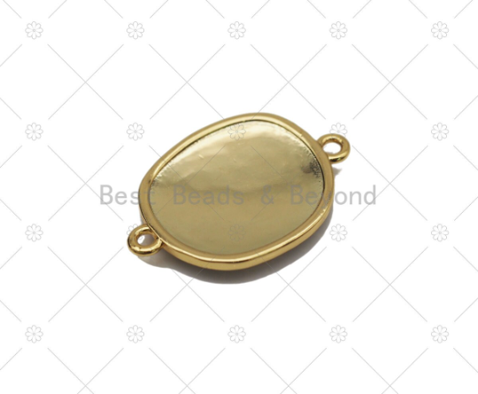 Colorful Enamel Flower On Oval Shape Connector,18K Gold Filled CZ Micro Pave Flower Charm, Necklace Bracelet Charm Pendant, Sku#Y561