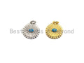 NEW Turquoise Enamel Evil Eye On Pleat Coin Pendant,Cz Micro Pave Oil Drop Round pendant,Enamel Jewelry,14x16mm,sku#Z517
