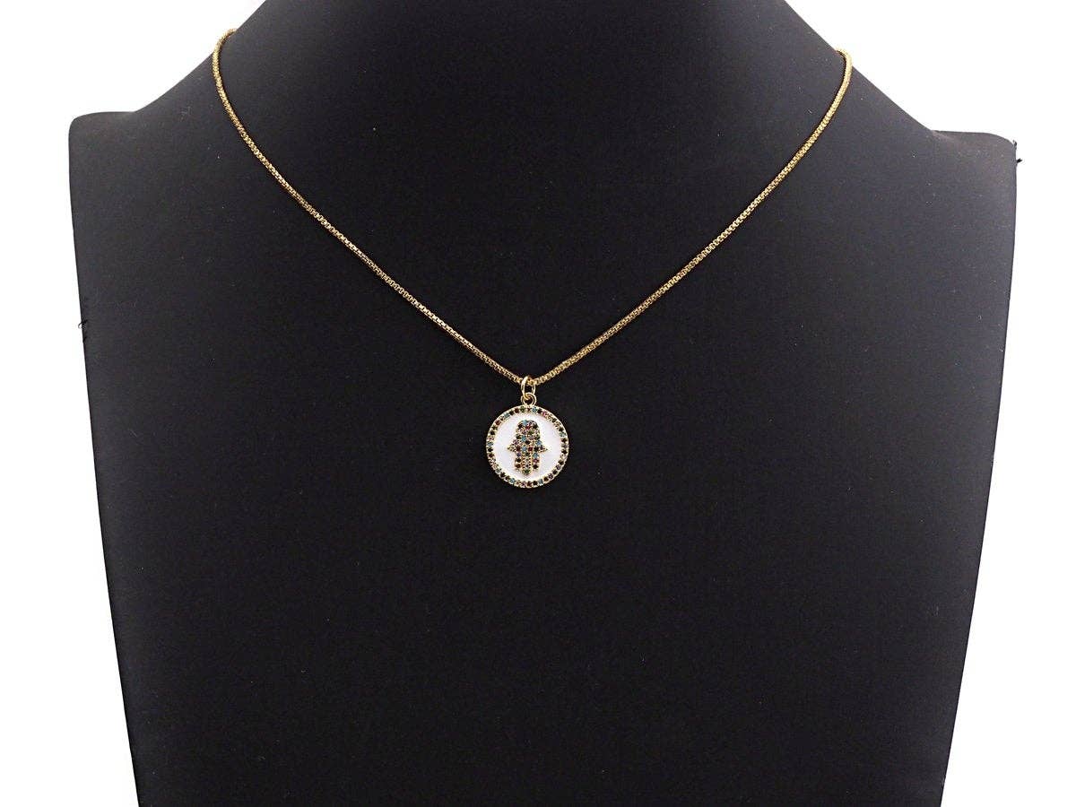 Enamel Colorful Hamsa Hand Coin Pendant,CZ Micro Pave Oil Drop pendant,Enamel pendant,Enamel Jewelry, 17x20mm, sku#F1047C