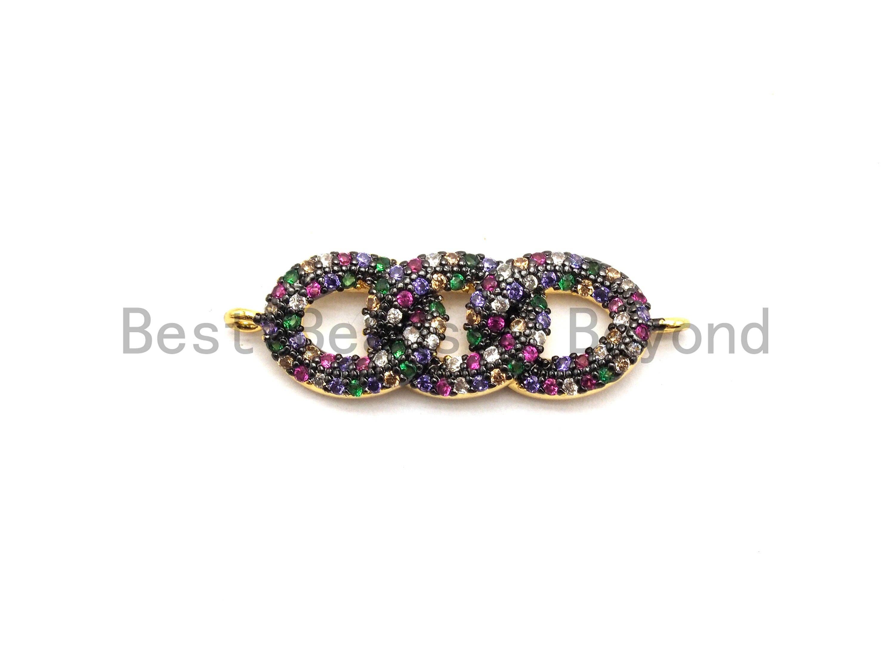 Rainbow CZ Micro Pave Chain Link Connector for Bracelet/Necklace, Link Connector, Spacer Connector, 9x28mm,sku#E433C