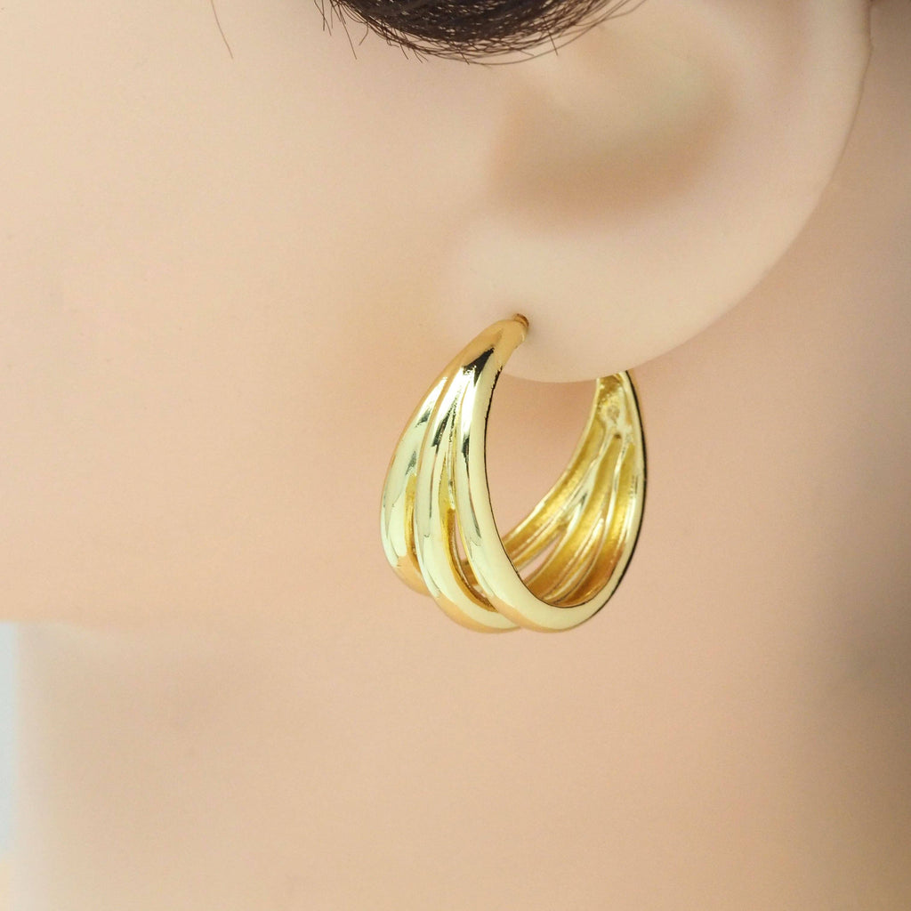 Gold Filled Swirl Hoop Stud Earrings, Sku#LK812