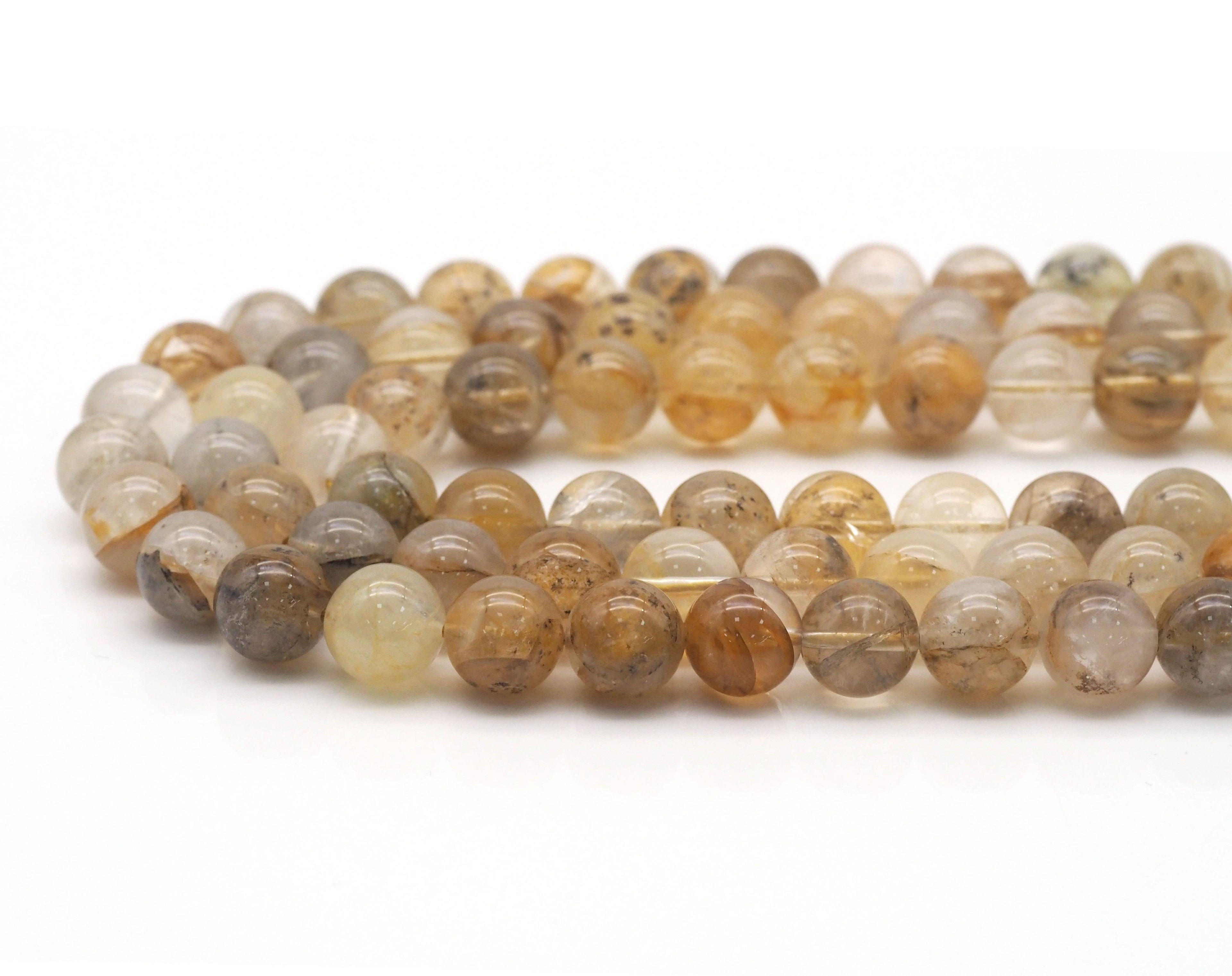 Genuine Picture Citrine Round Smooth Beads, Sku#U1347