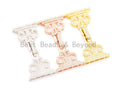 CZ Micro Pave Floral Fold Over Multi-strands Clasp, Cubic Zirconia Buckle Clasp, Chain Connector, 26x5mm, sku#H14