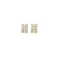 CZ White Pearl Gold Tube Charm Space Beads, Sku#A423