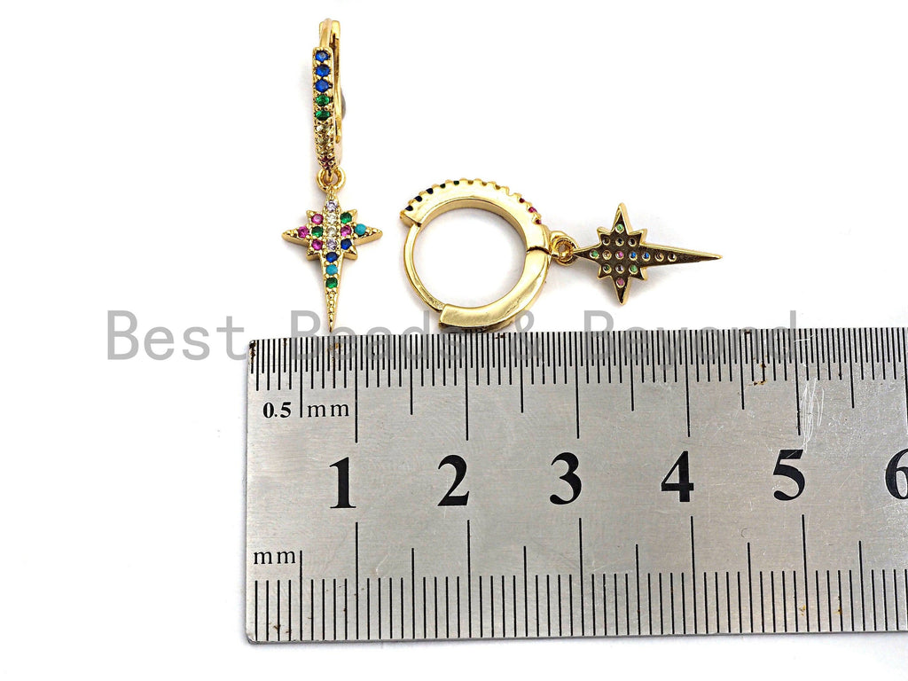 North Star Huggie Earrings,9x31mm, sku#J71
