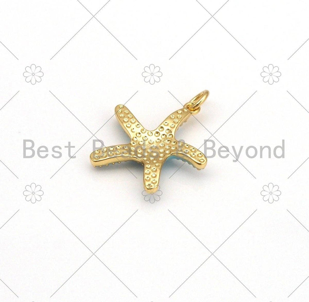 Colorful Enamel Starfish Shape Pendant, 18K Gold Filled Starfish Charm, Necklace Bracelet Charm Pendant,18x20mm,Sku#LK453